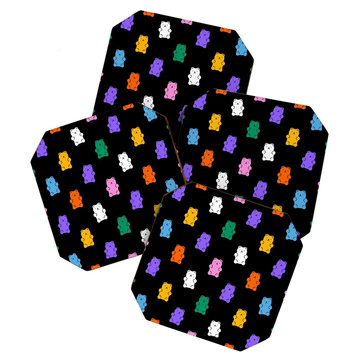 Colorful candy bear pattern art Coaster Gallery Image 1
