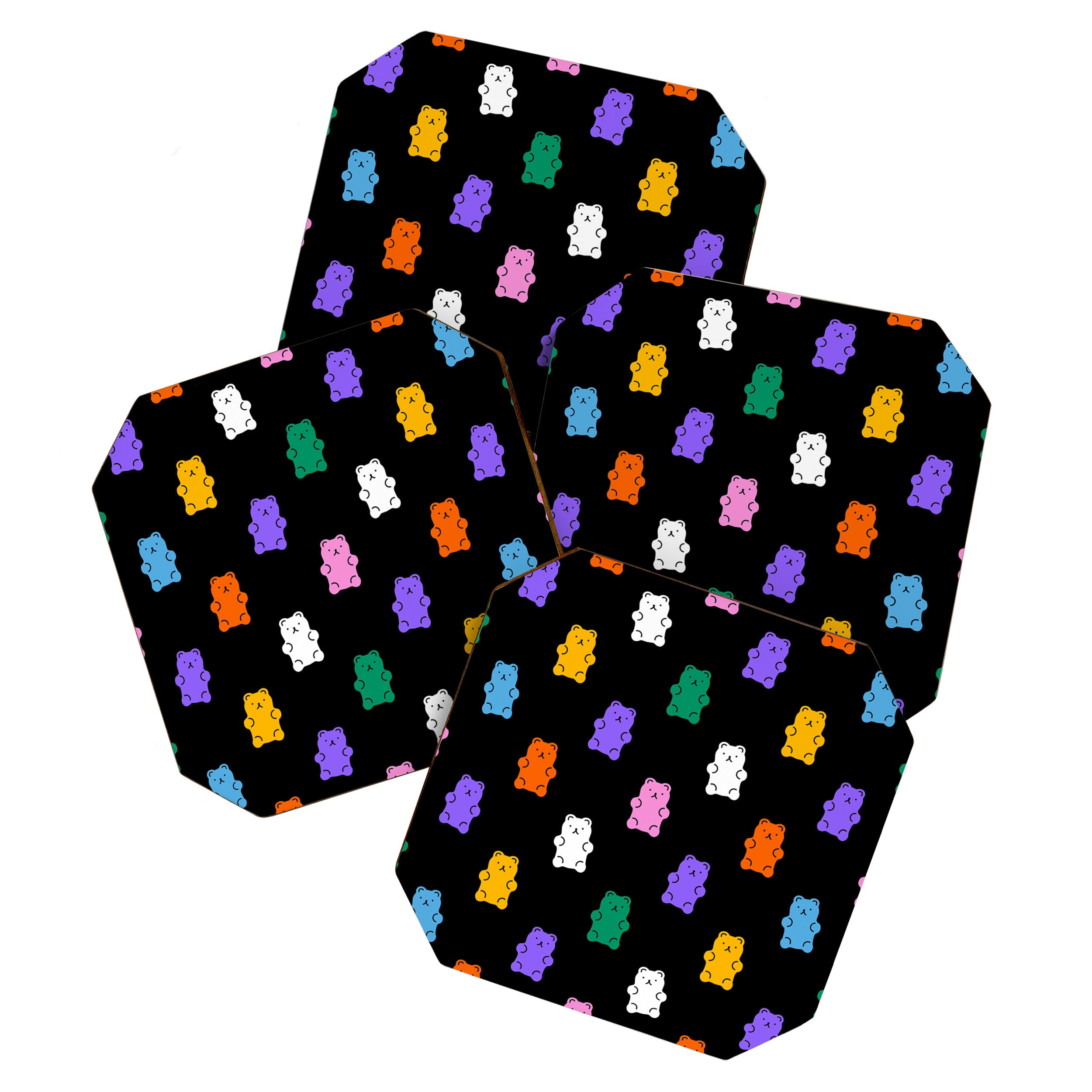 Colorful candy bear pattern art Coaster Gallery Image 1
