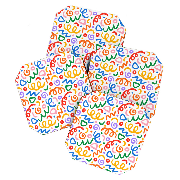 Colorful confetti art doodle pattern Coaster Gallery Image 1