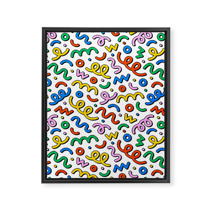 Colorful confetti doodle art pattern Framed Canvas Print Gallery Image 1