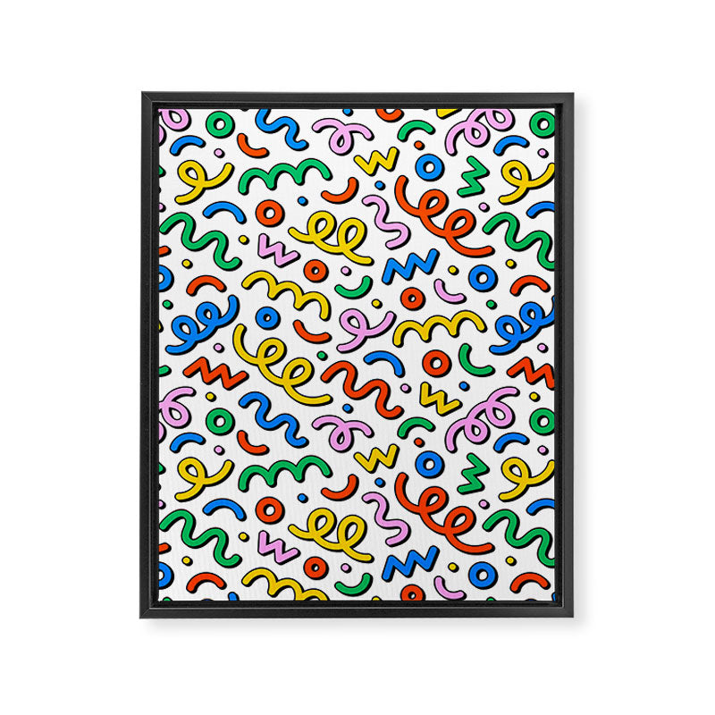 Colorful confetti doodle art pattern Framed Canvas Print Gallery Image 8