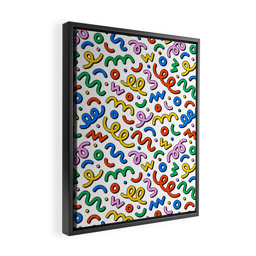 Colorful confetti doodle art pattern Framed Canvas Print Gallery Image 2
