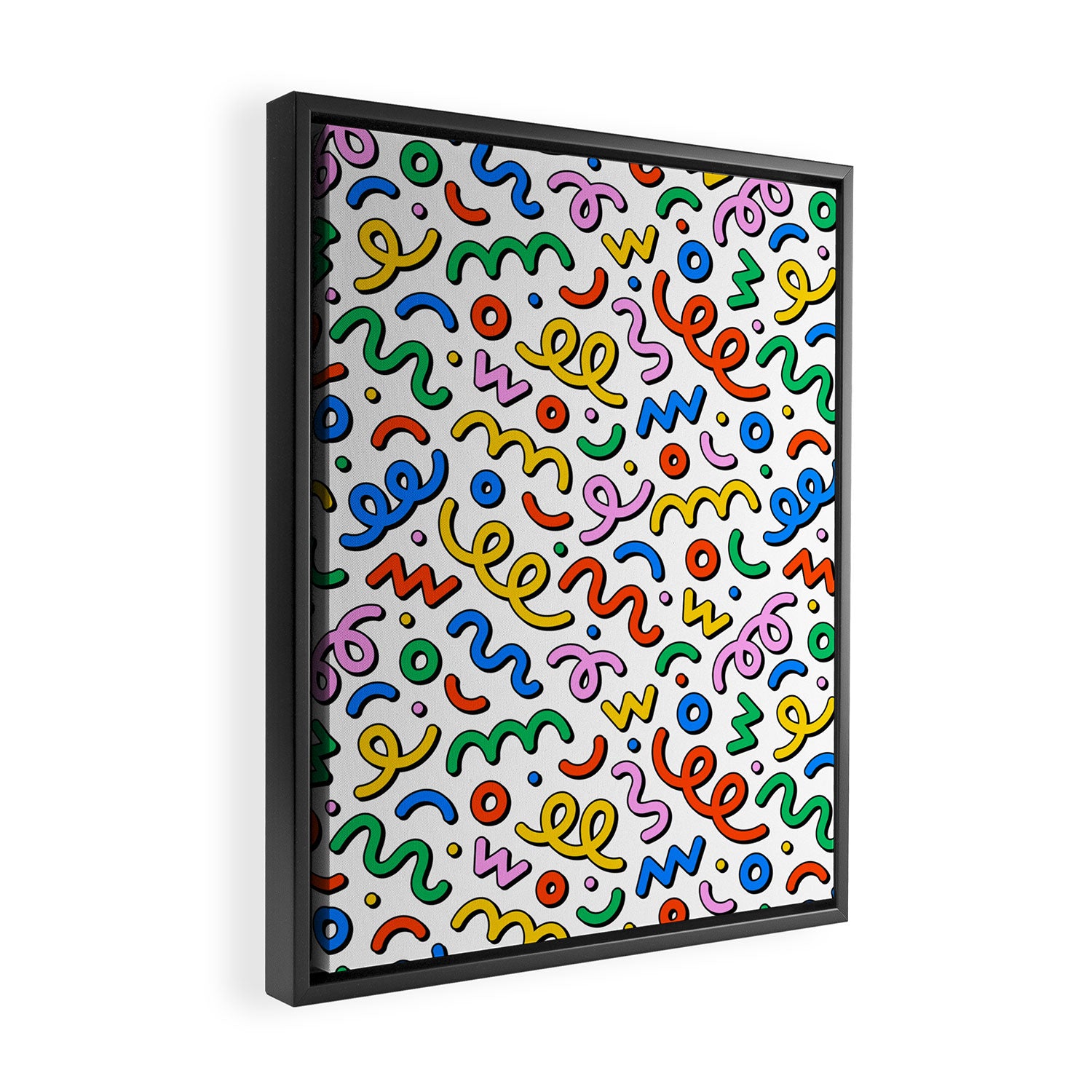 Colorful confetti doodle art pattern Framed Canvas Print Gallery Image 2
