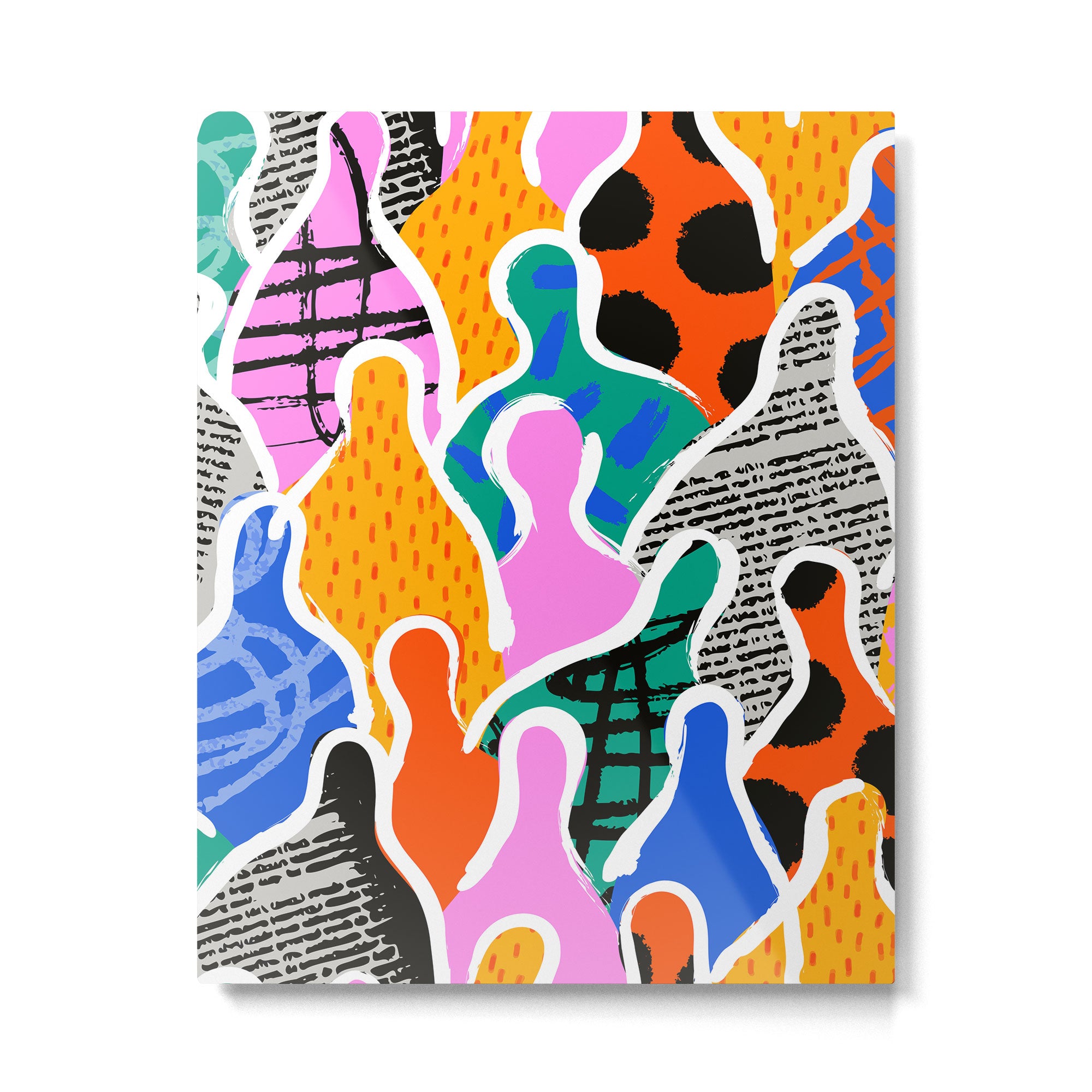 Colorful diverse people collage art pattern Metal Print Gallery Image 6