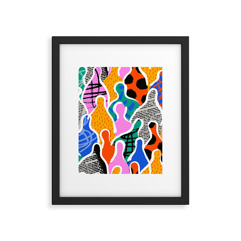 Colorful diverse people collage art pattern Framed Art Print Gallery Image 6
