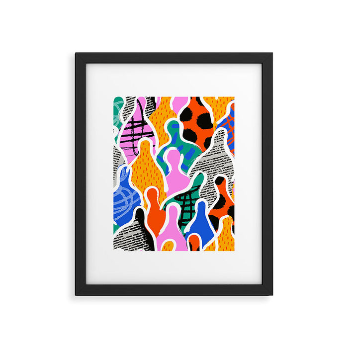 Colorful diverse people collage art pattern Framed Art Print Gallery Image 1