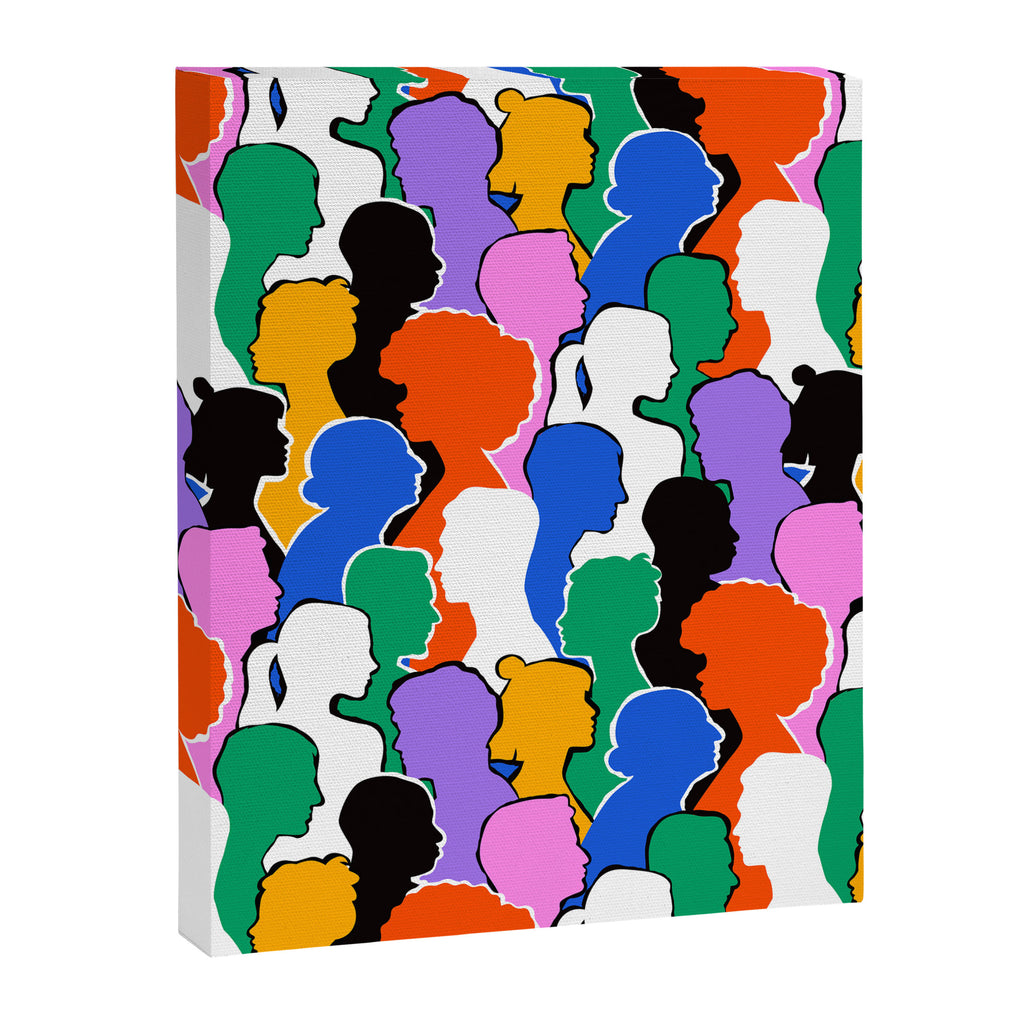 Colorful diverse people crowd art pattern Canvas Print Gallery Image 8