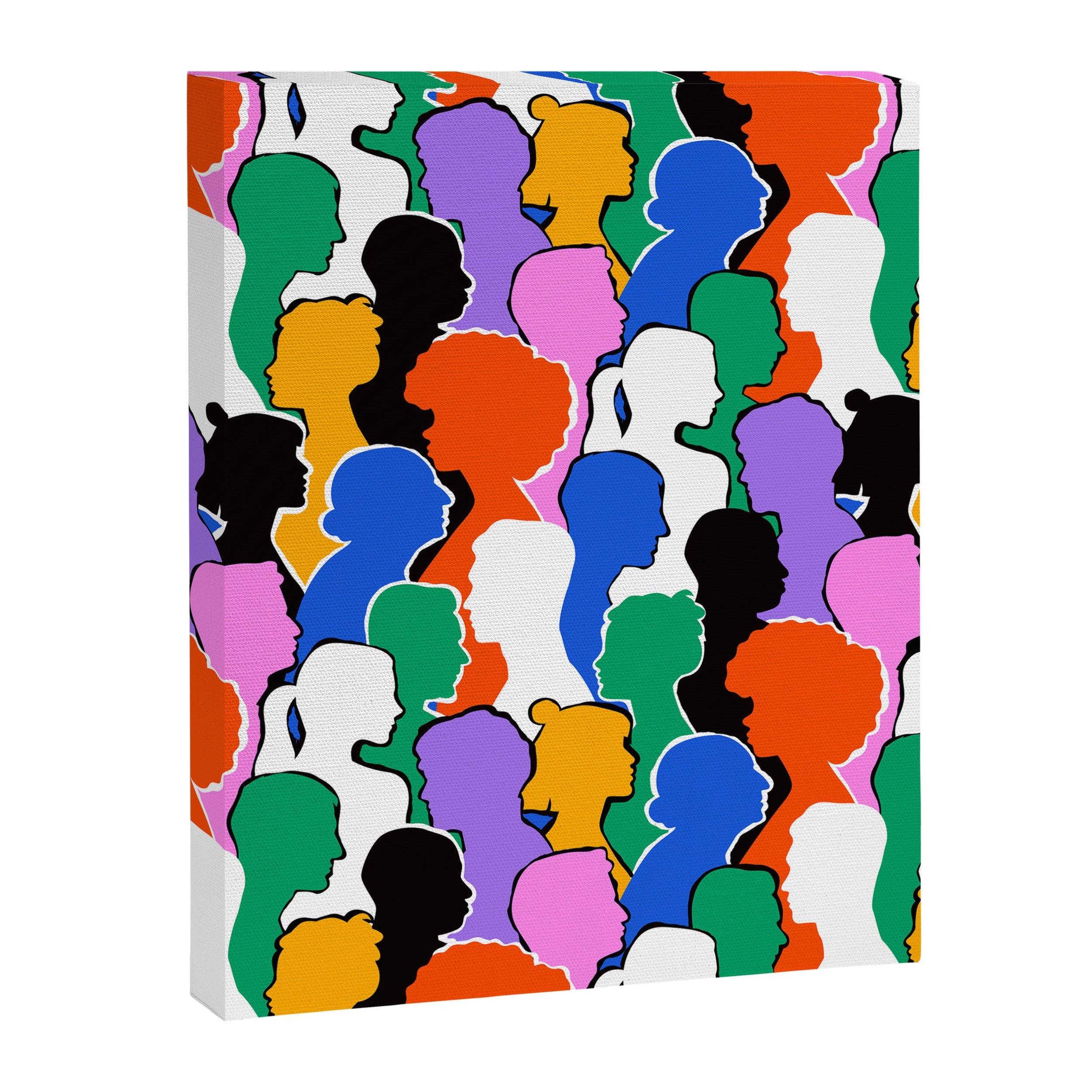 Colorful diverse people crowd art pattern Canvas Print Gallery Image 8