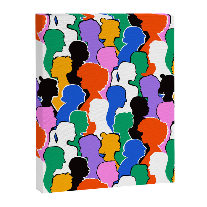 Colorful diverse people crowd art pattern Canvas Print Gallery Image 1