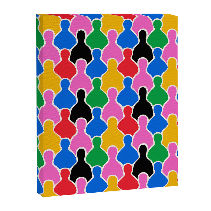 Colorful diverse people crowd art pattern Canvas Print Gallery Image 1