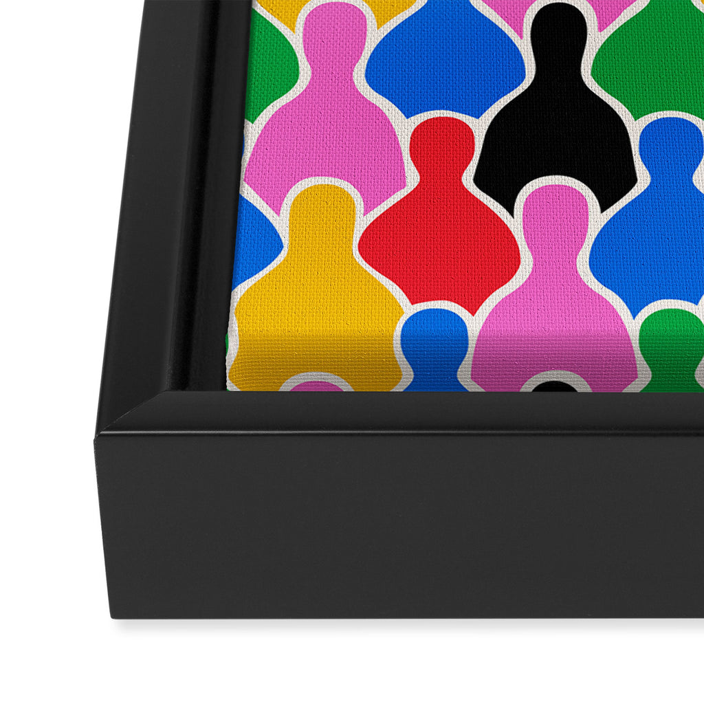 Colorful diverse people crowd art pattern Framed Canvas Print Gallery Image 3