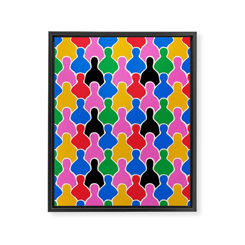 Colorful diverse people crowd art pattern Framed Canvas Print Gallery Image 8