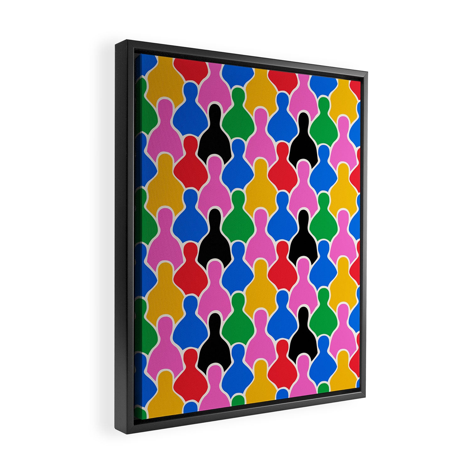 Colorful diverse people crowd art pattern Framed Canvas Print Gallery Image 2