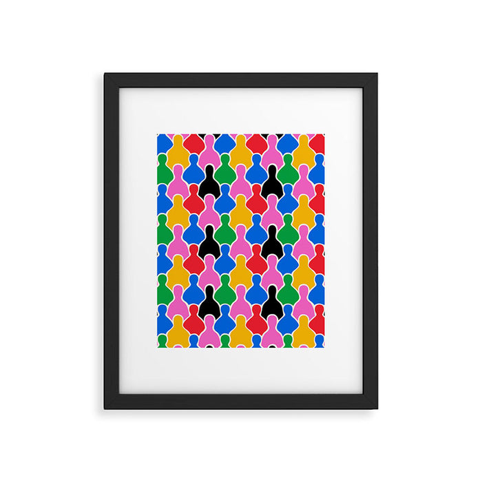 Colorful diverse people crowd art pattern Framed Art Print Gallery Image 1