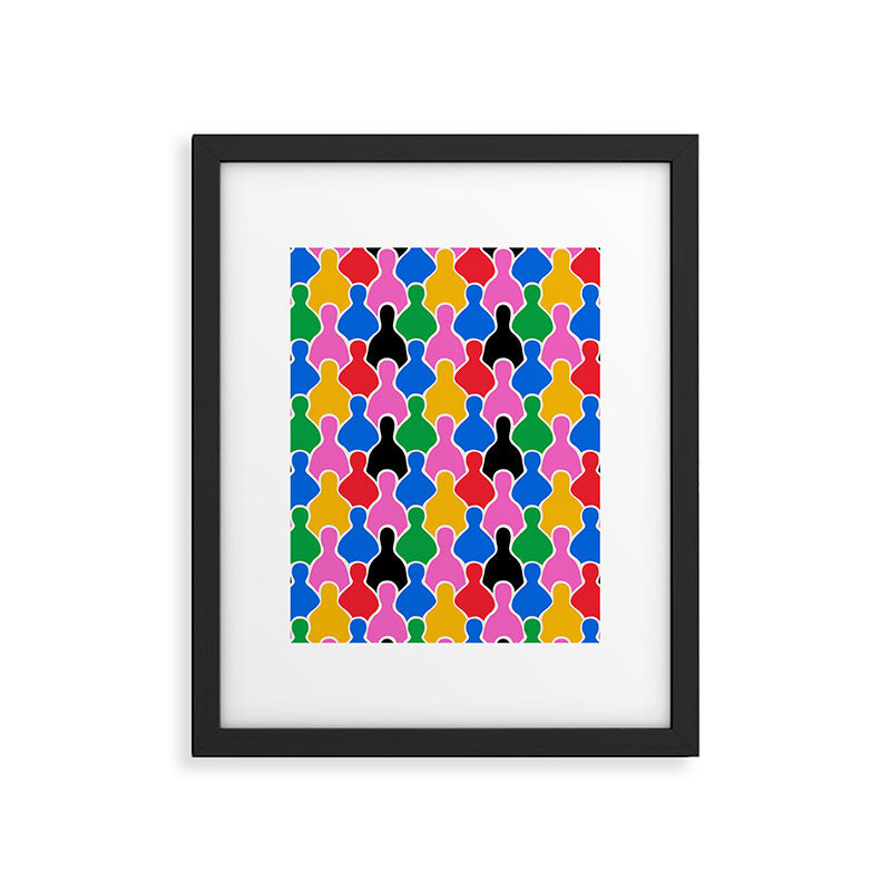Colorful diverse people crowd art pattern Framed Art Print Gallery Image 6
