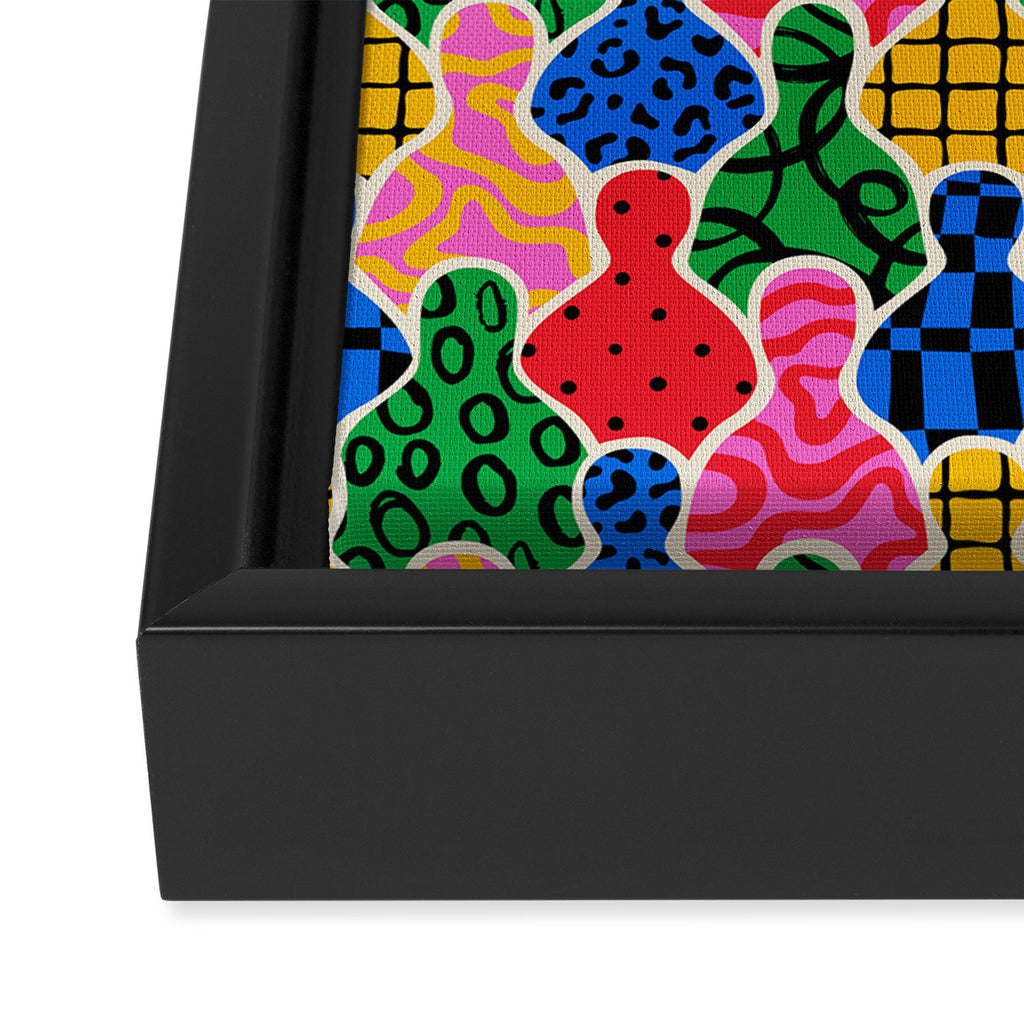 Colorful diverse people crowd art pattern Framed Canvas Print Gallery Image 3
