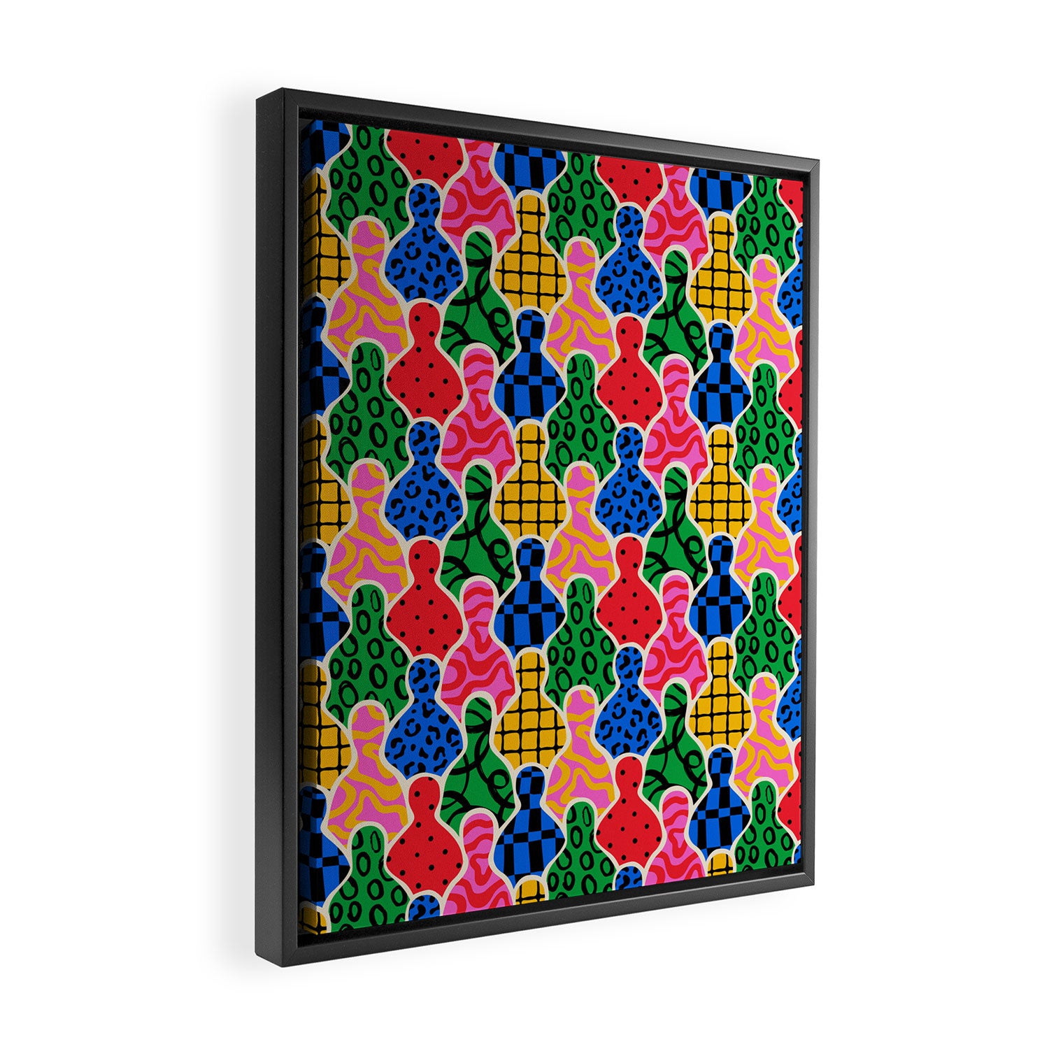 Colorful diverse people crowd art pattern Framed Canvas Print Gallery Image 2