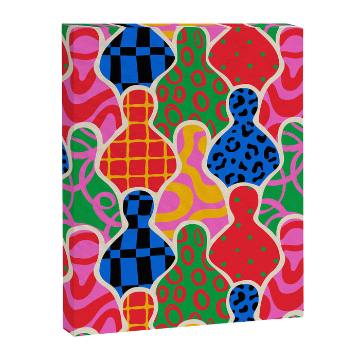 Colorful diverse people crowd collage pattern Canvas Print Gallery Image 1
