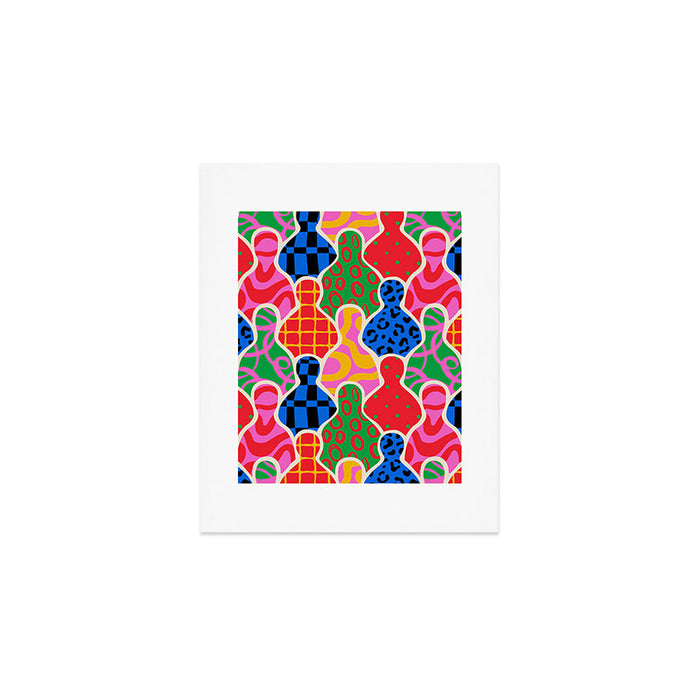 Colorful diverse people crowd collage pattern Art Print Gallery Image 1