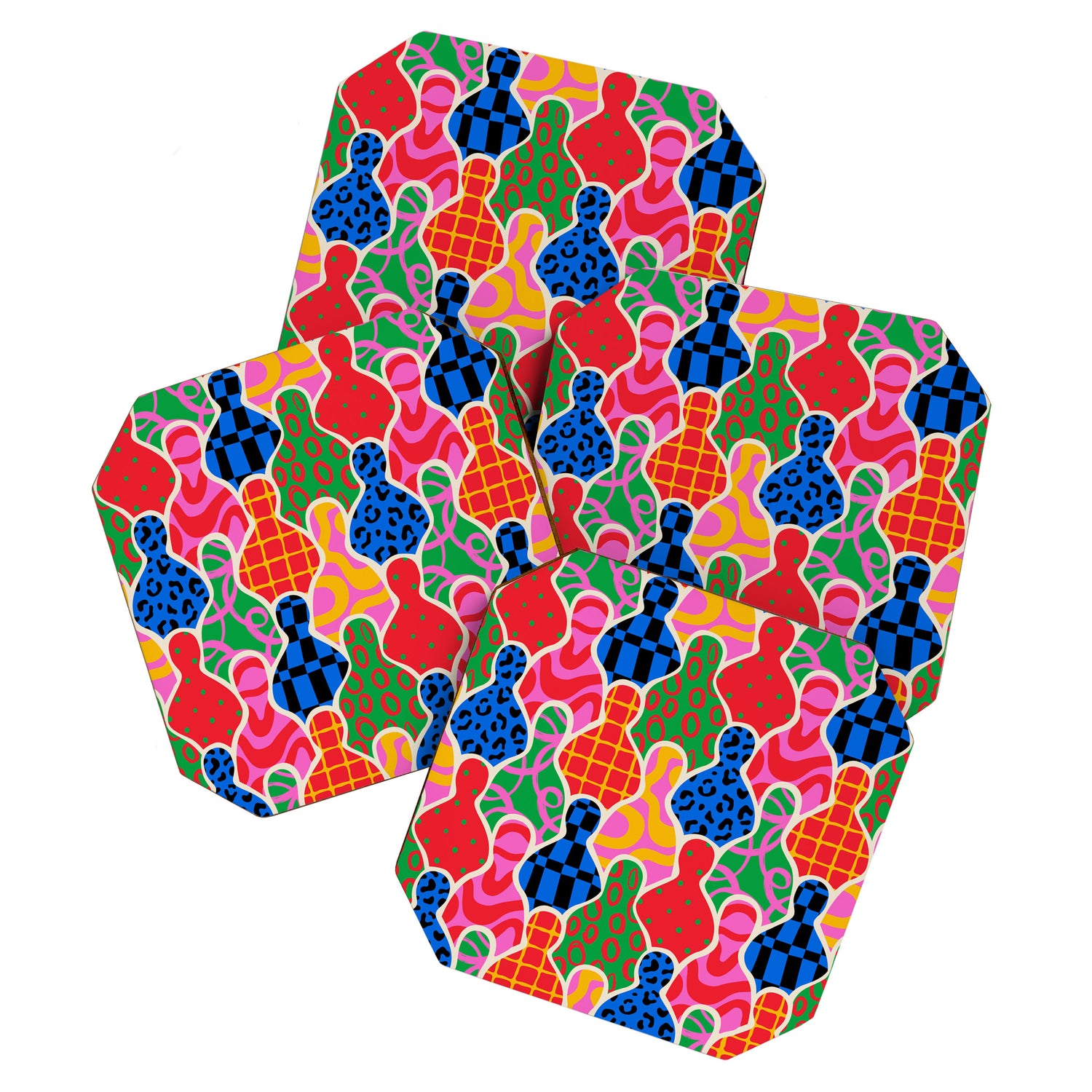 Colorful diverse people crowd collage pattern Coaster Gallery Image 1