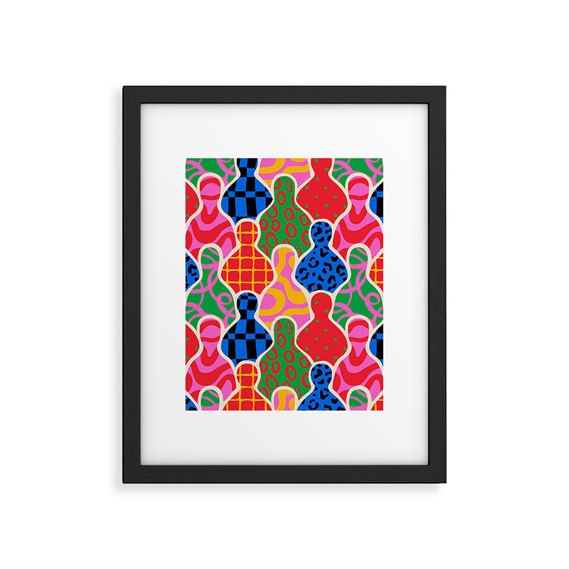 Colorful diverse people crowd collage pattern Framed Art Print Gallery Image 6