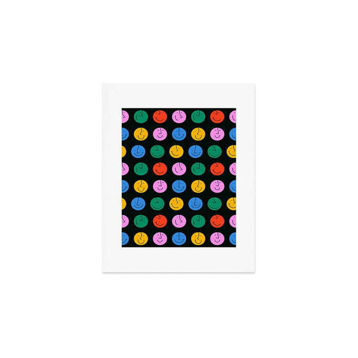 Colorful diverse people face cartoon pattern Art Print Gallery Image 1