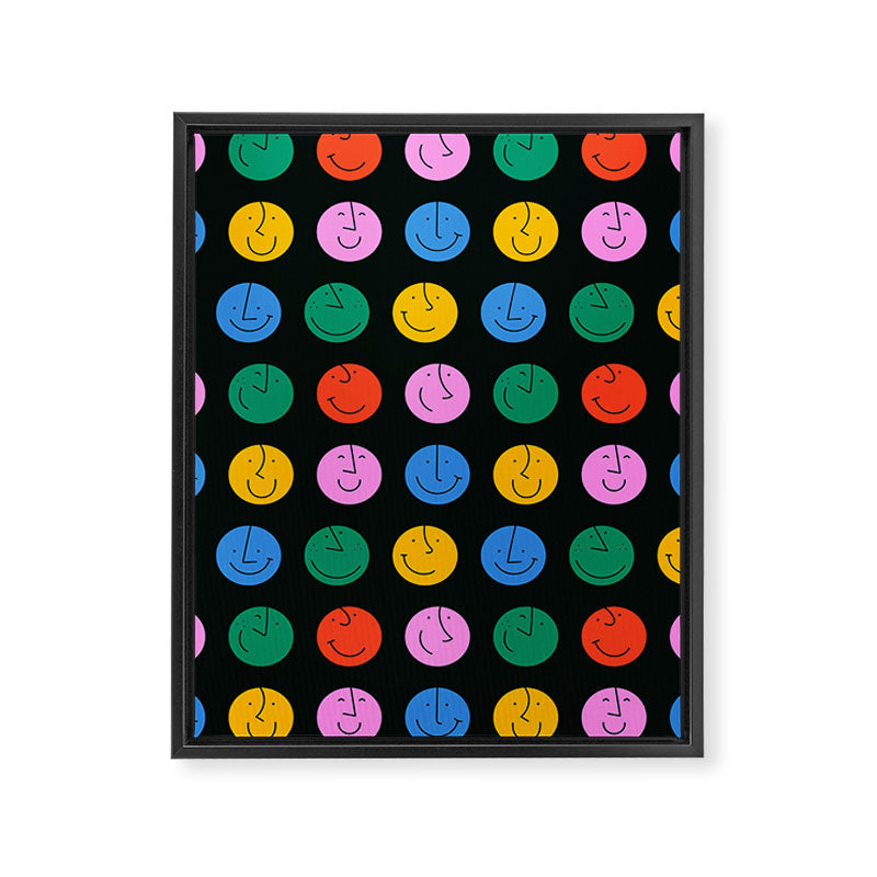 Colorful diverse people face cartoon pattern Framed Canvas Print Gallery Image 8