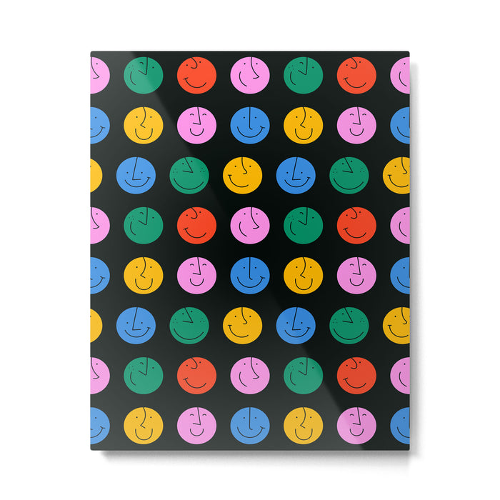 Colorful diverse people face cartoon pattern Metal Print Gallery Image 1