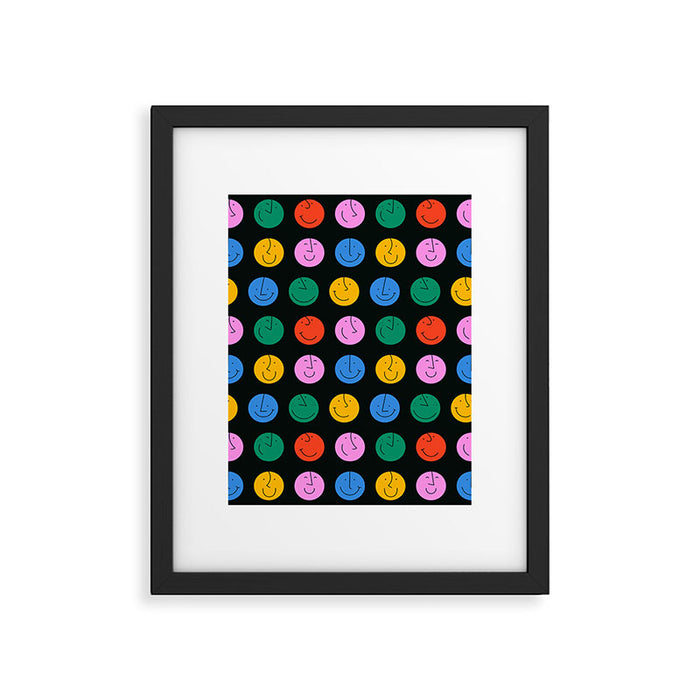 Colorful diverse people face cartoon pattern Framed Art Print Gallery Image 1