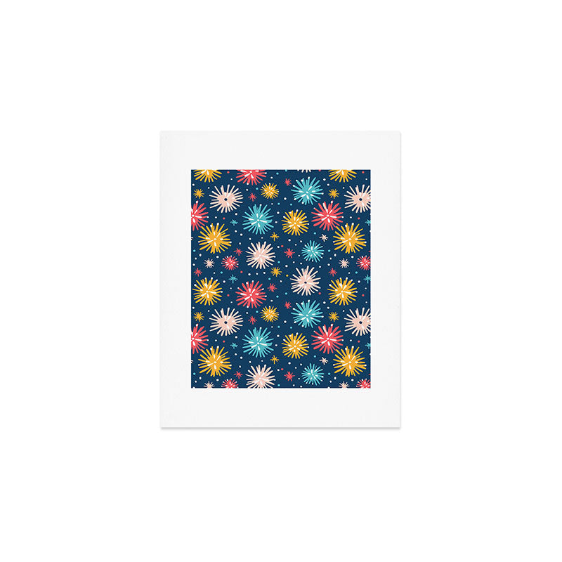 Colorful firework explosion party sky pattern Art Print Gallery Image 1