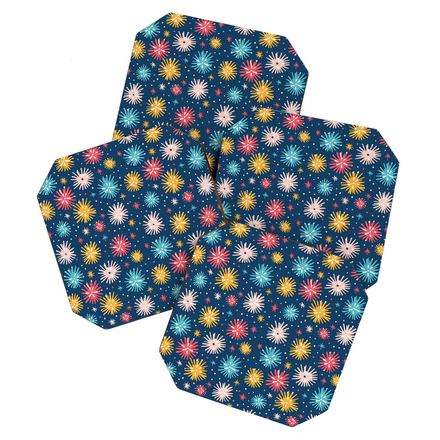 Colorful firework explosion party sky pattern Coaster Gallery Image 1