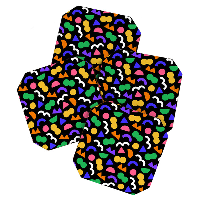 Colorful fun abstract shape art pattern Coaster Gallery Image 1