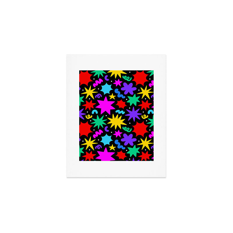 Colorful fun abstract star shape pattern Art Print Gallery Image 1
