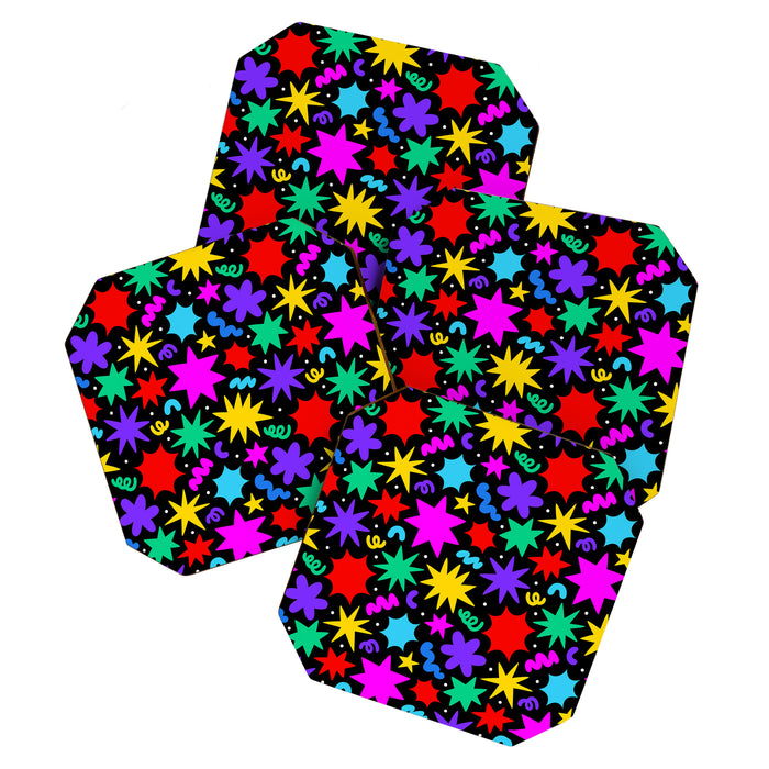 Colorful fun abstract star shape pattern Coaster Gallery Image 1