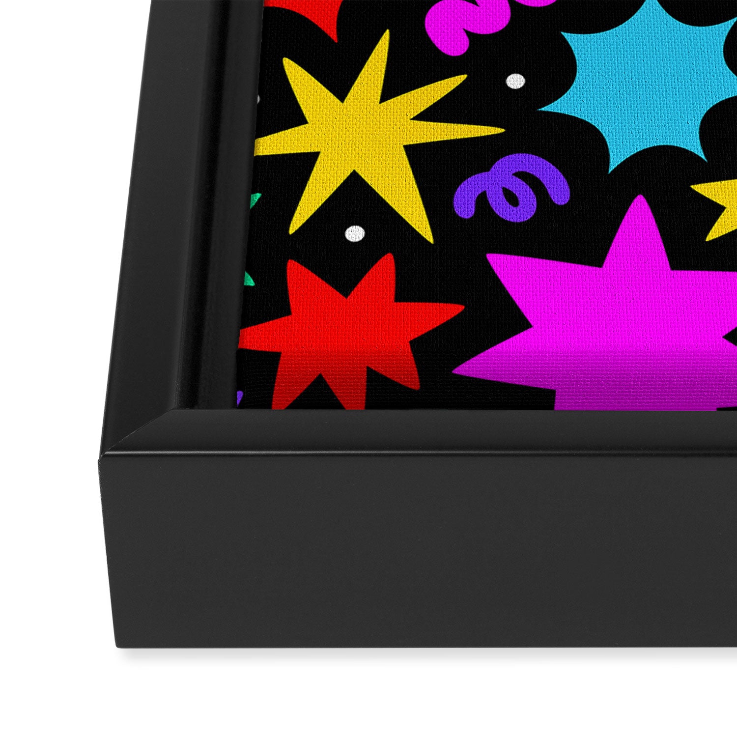 Colorful fun abstract star shape pattern Framed Canvas Print Gallery Image 3