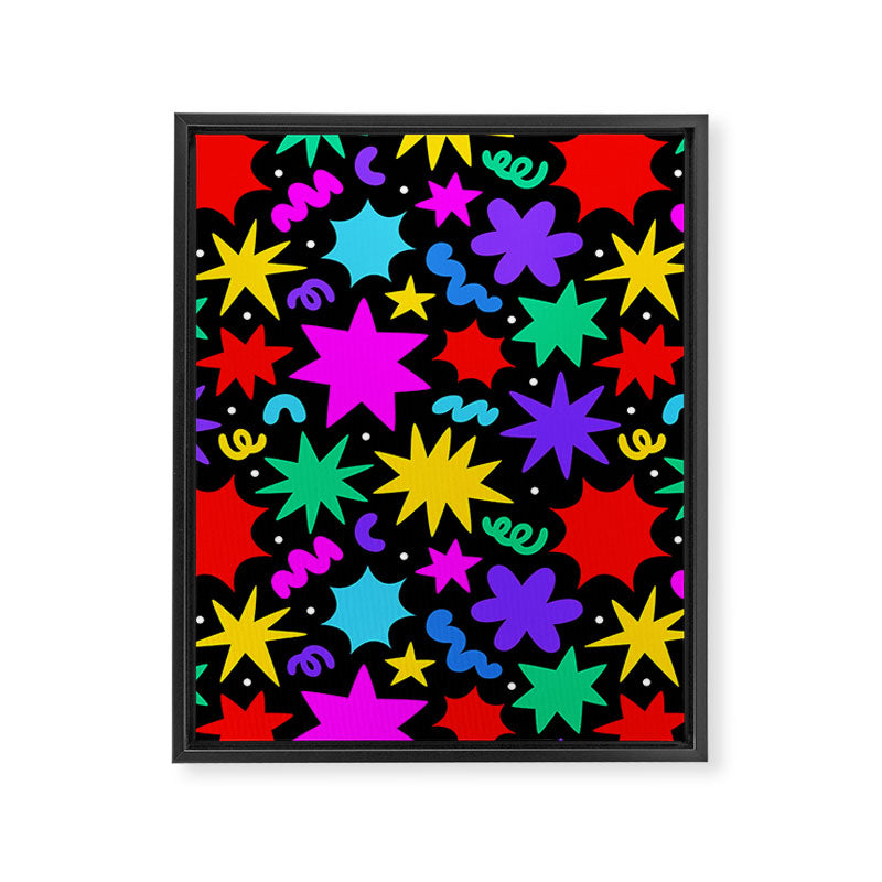 Colorful fun abstract star shape pattern Framed Canvas Print Gallery Image 8