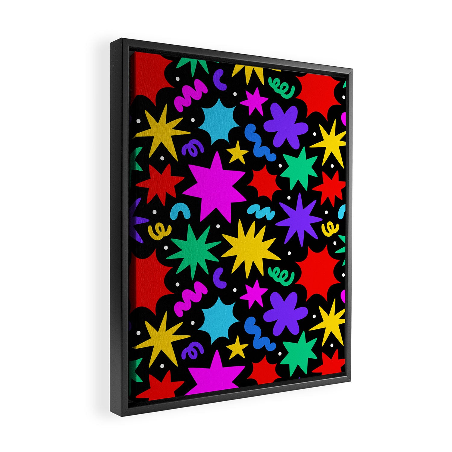 Colorful fun abstract star shape pattern Framed Canvas Print Gallery Image 2