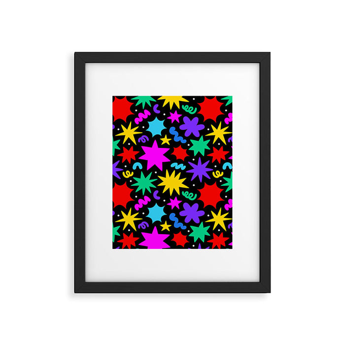 Colorful fun abstract star shape pattern Framed Art Print Gallery Image 1