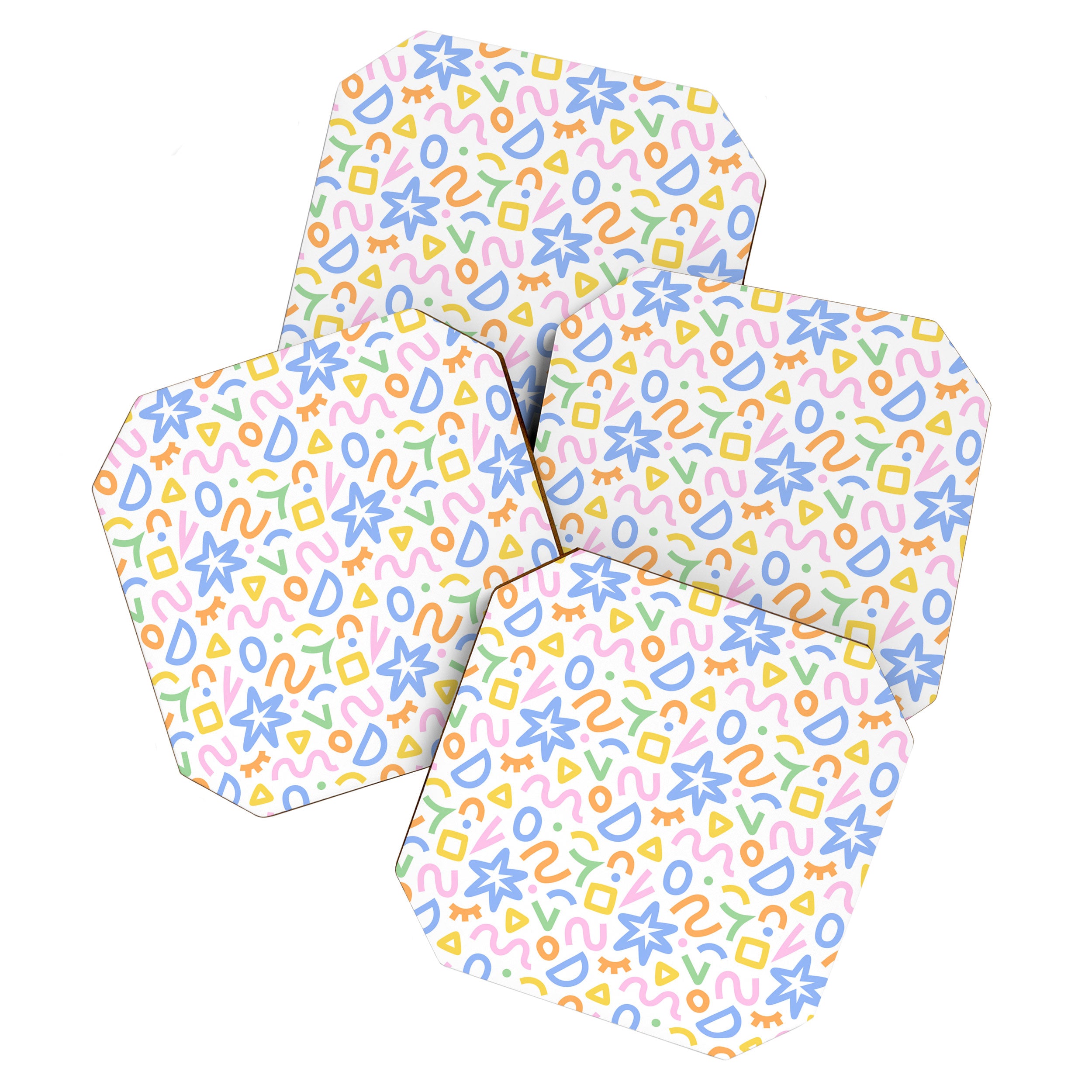 Colorful fun doodle art pattern Coaster Gallery Image 1