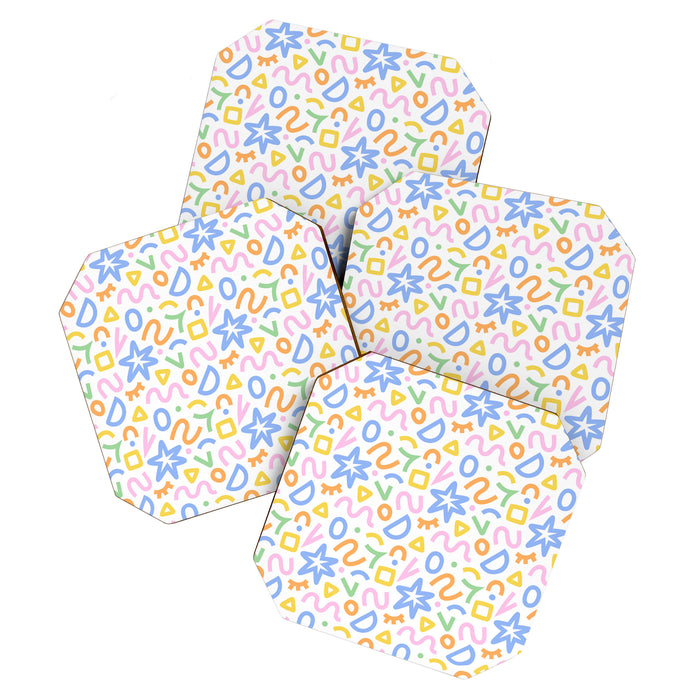Colorful fun doodle art pattern Coaster Gallery Image 1