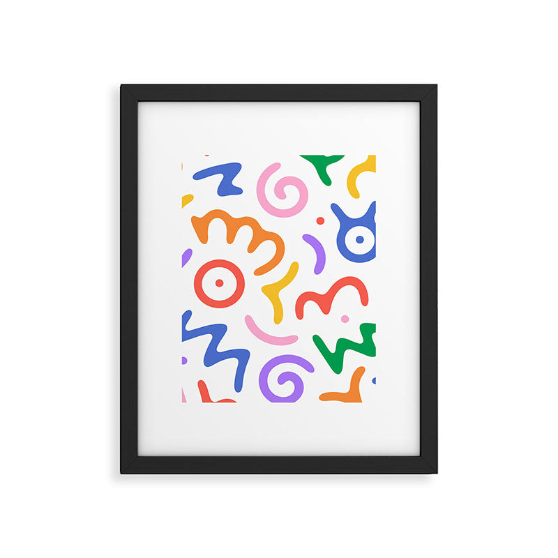 Colorful fun doodle symbol art pattern Framed Art Print Gallery Image 6