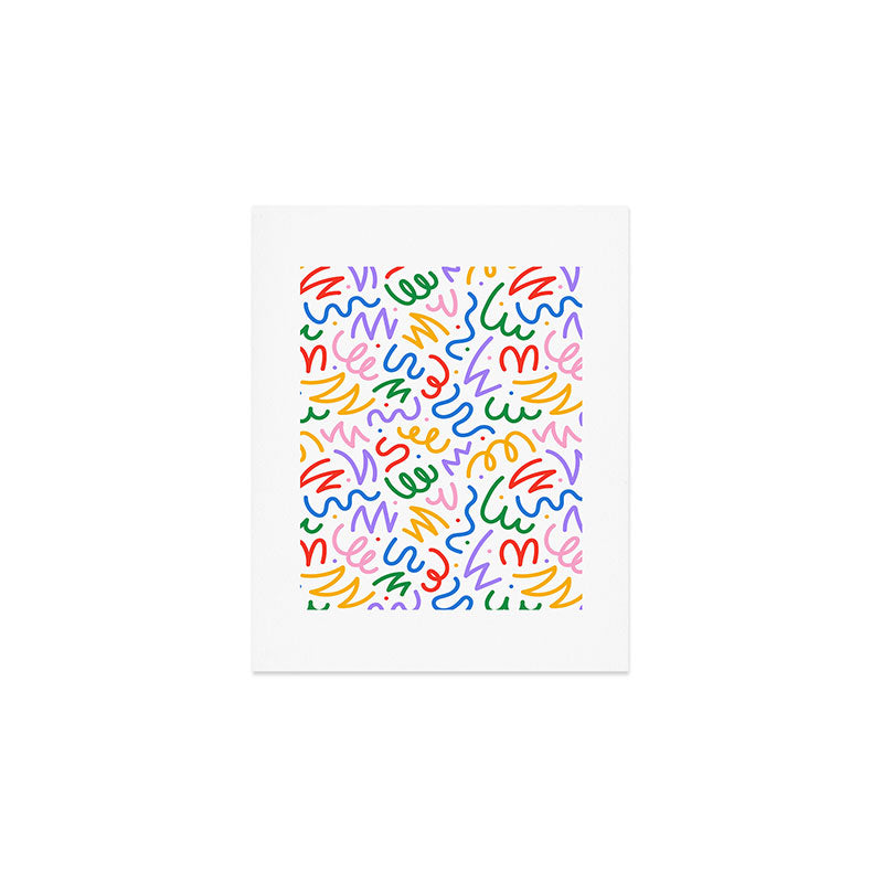 Colorful fun line doodle art pattern Art Print Gallery Image 1