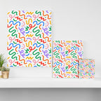 Colorful fun line doodle art pattern Canvas Print Gallery Image 3