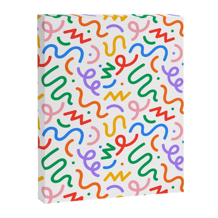 Colorful fun line doodle art pattern Canvas Print Gallery Image 1