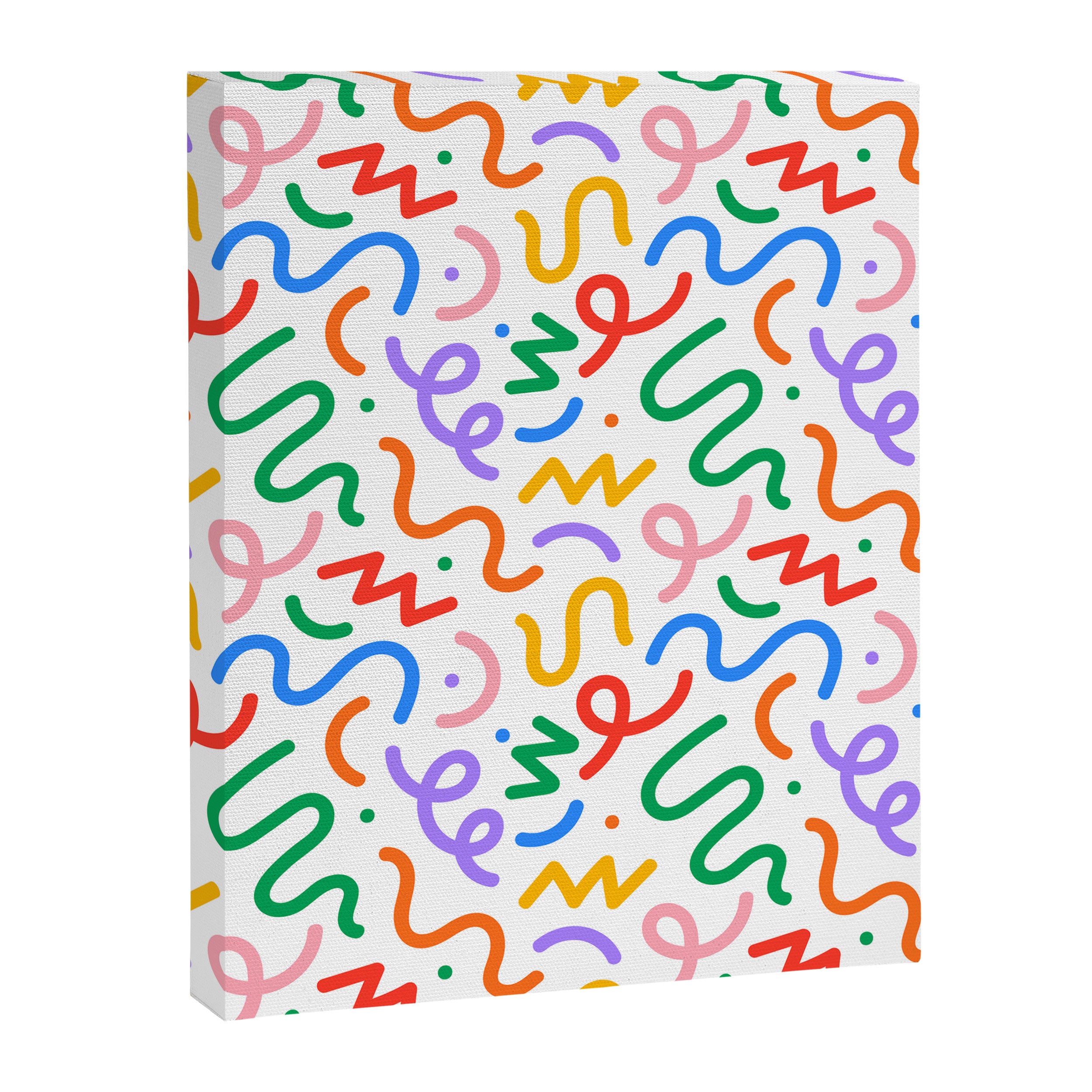 Colorful fun line doodle art pattern Canvas Print Gallery Image 3
