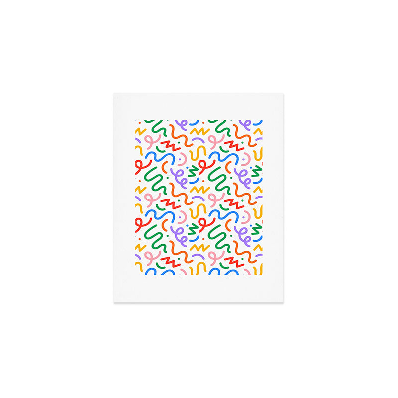 Colorful fun line doodle art pattern Art Print Gallery Image 1