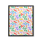 Colorful fun line doodle art pattern Framed Canvas Print Gallery Image 3