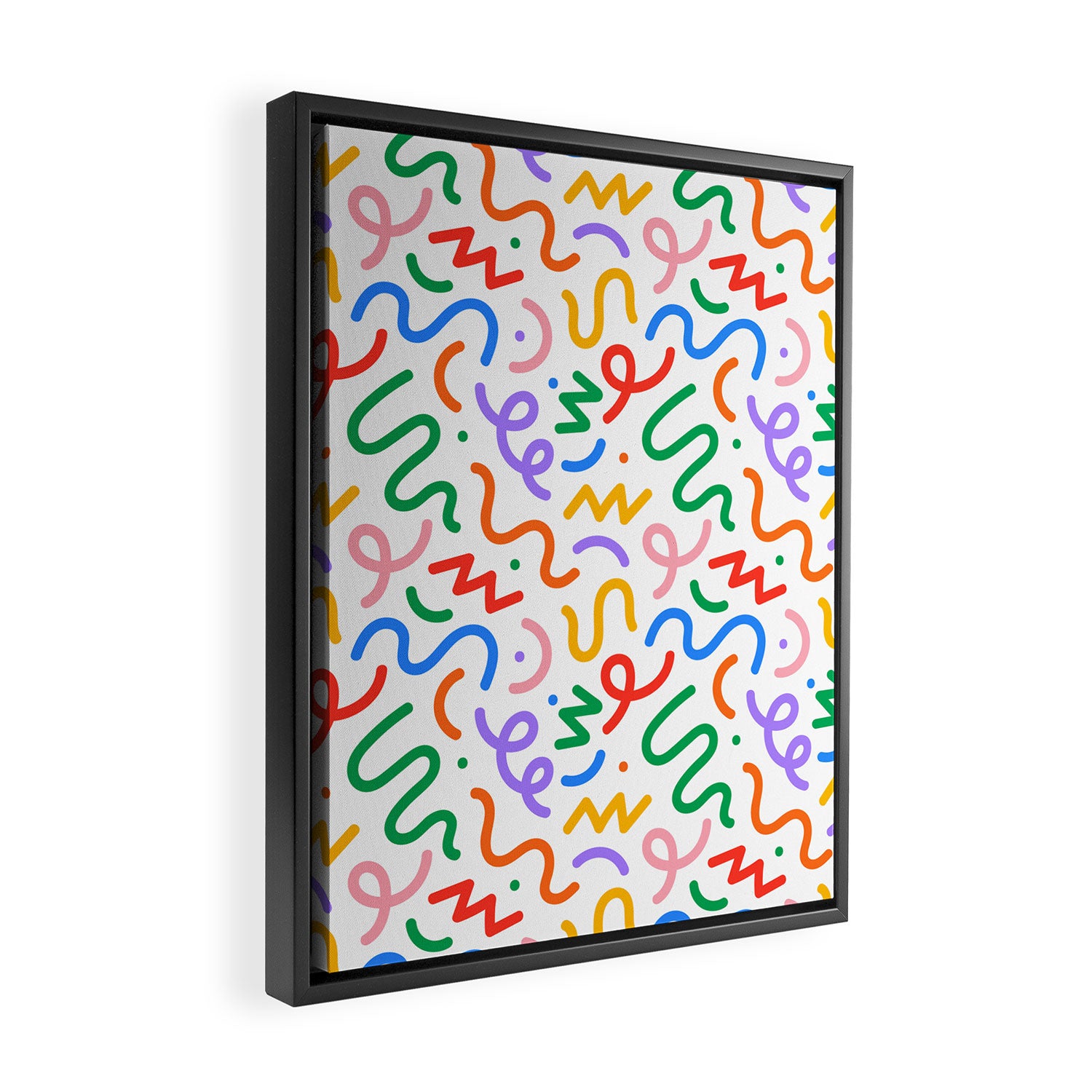 Colorful fun line doodle art pattern Framed Canvas Print Gallery Image 2
