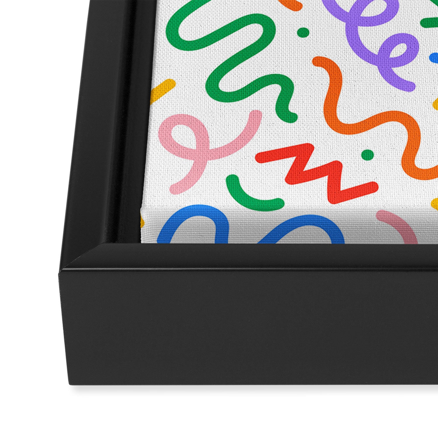 Colorful fun line doodle art pattern Framed Canvas Print Gallery Image 3