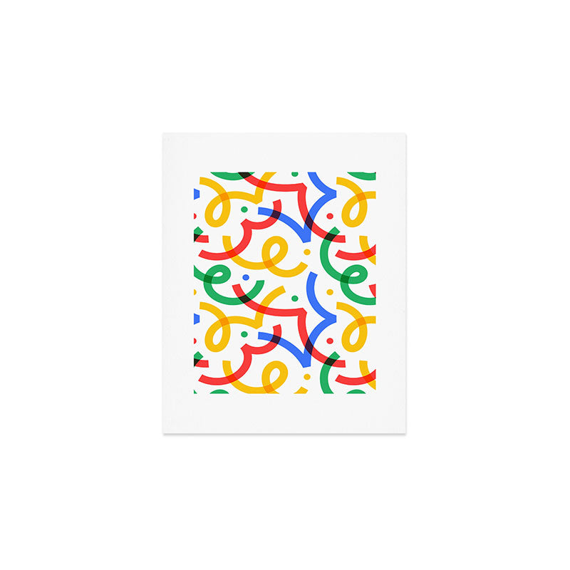 Colorful fun line doodle art pattern Art Print Gallery Image 1